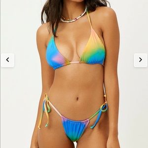 Frankie’s Bikinis Tia String Bikini Set in Serotonin
